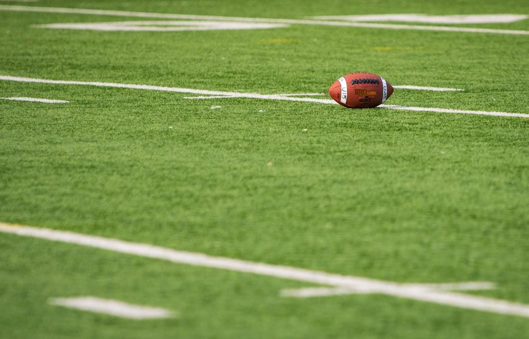 A football resting on a football pitch