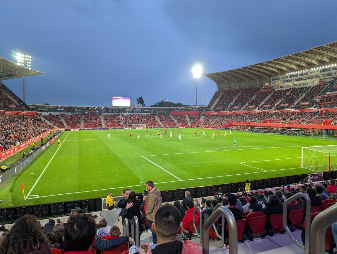 Football spectators watching a match together in a stadium