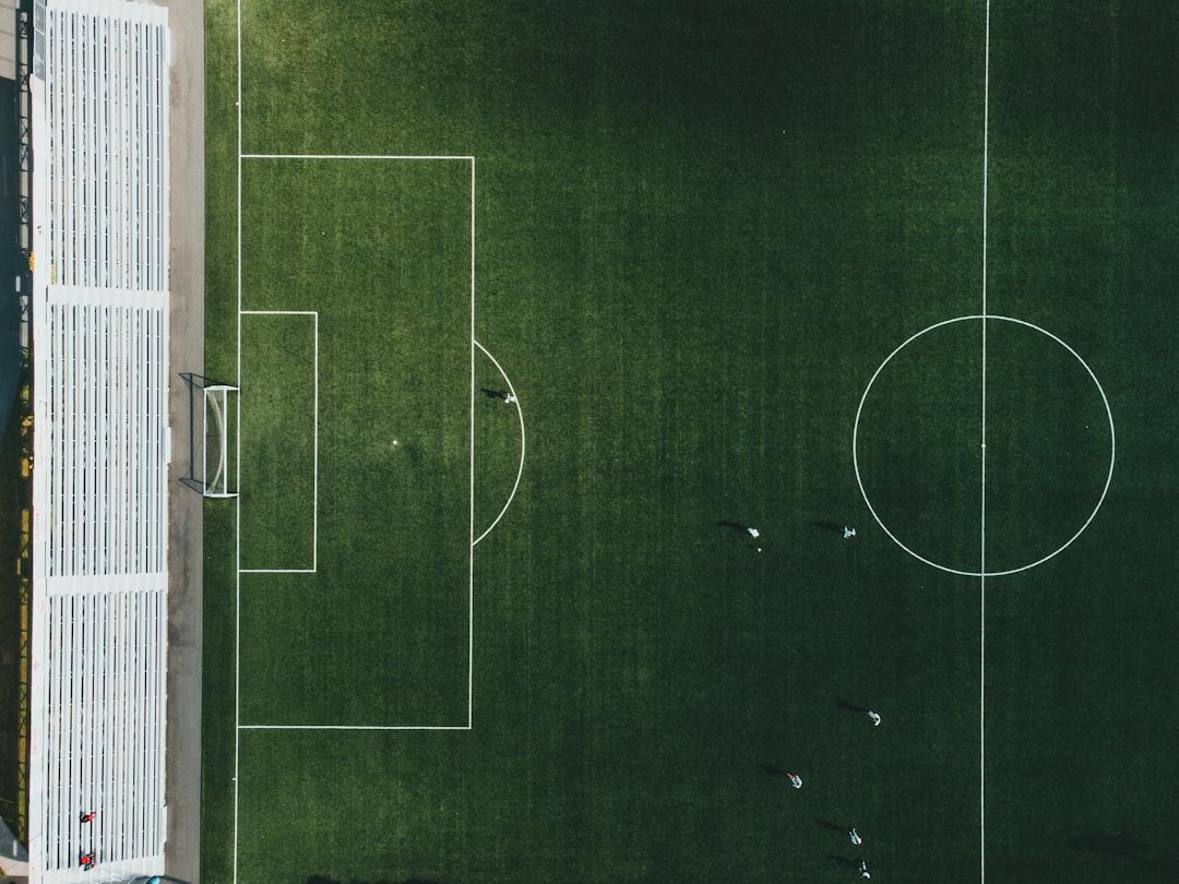 A green soccer field viewed from above the tactical area