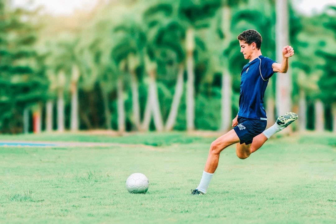 A player controlling the ball during a training session