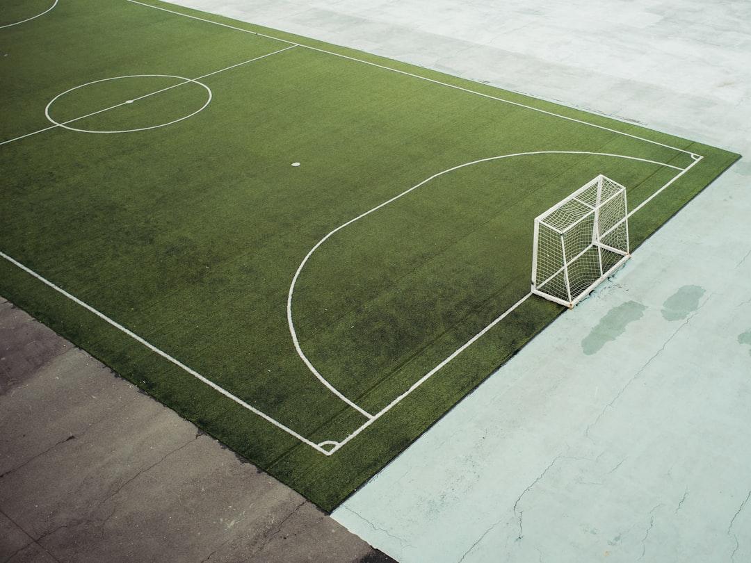 A soccer field viewed from above, perfect for tactical analysis