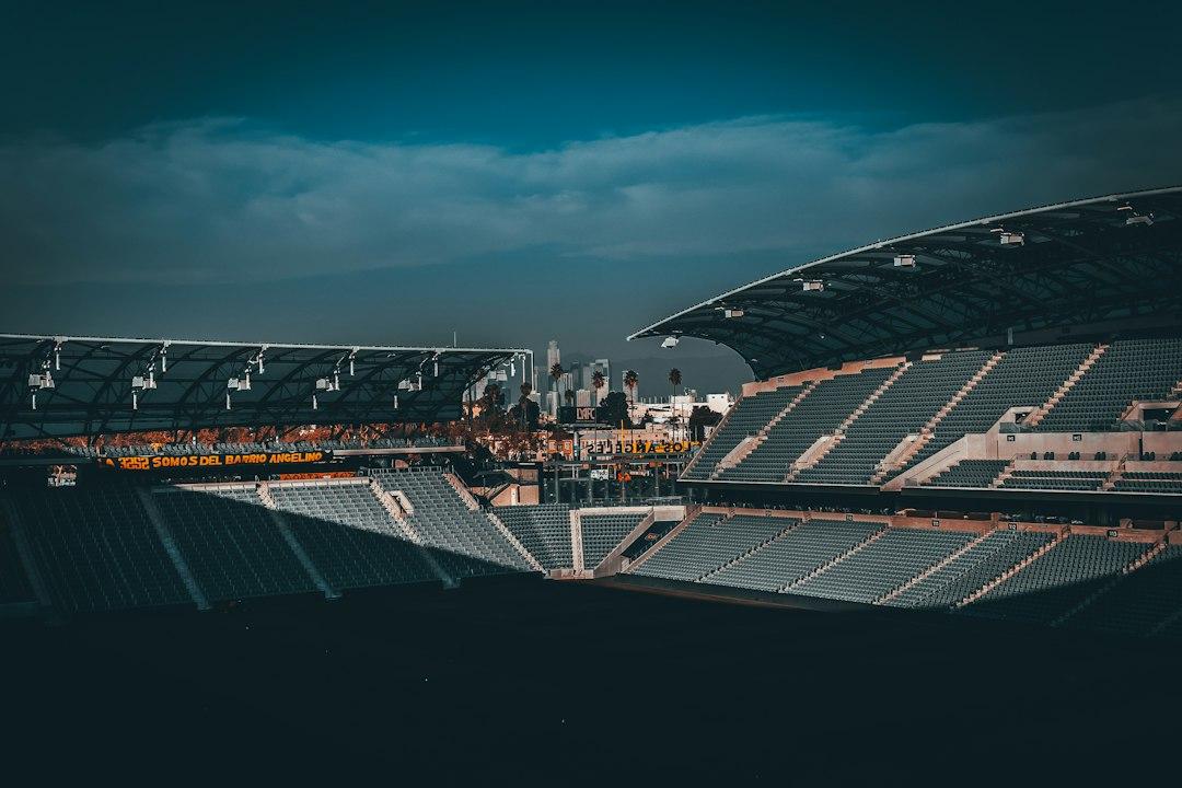Stadium lights turned on during a night-time match