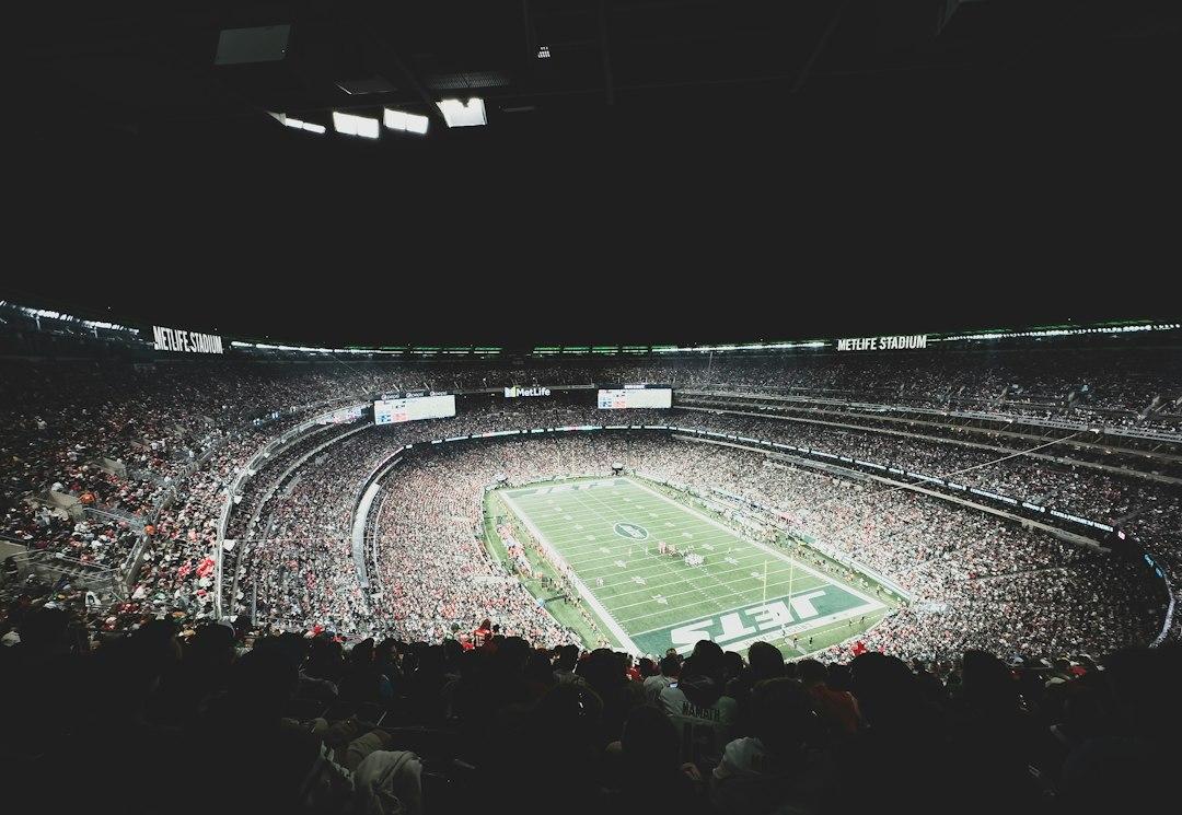 A stadium filled with fans watching a European football match