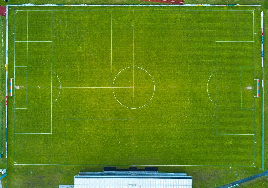 Aerial view of a soccer pitch